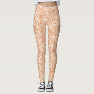 Random Leaf Mosaic Dark Oranje Leggings