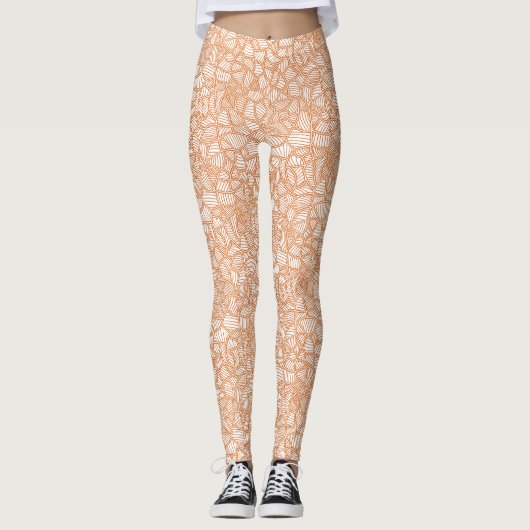 Random Leaf Mosaic Dark Oranje Leggings (Voorkant)