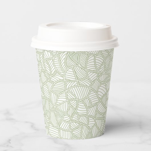 Random Leaf Mosaic Pale Green Papieren Bekers (Voorkant)
