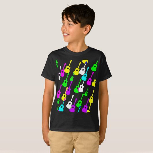 Random Multicolor Gitaar Vormt Muzikant Shirt (Voorkant volledig)