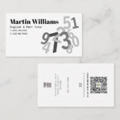 Random Numbers Wiskunde Tutor leraar home school Visitekaartje (Voorkant / Achterkant)