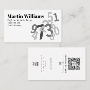 Random Numbers Wiskunde Tutor leraar home school Visitekaartje