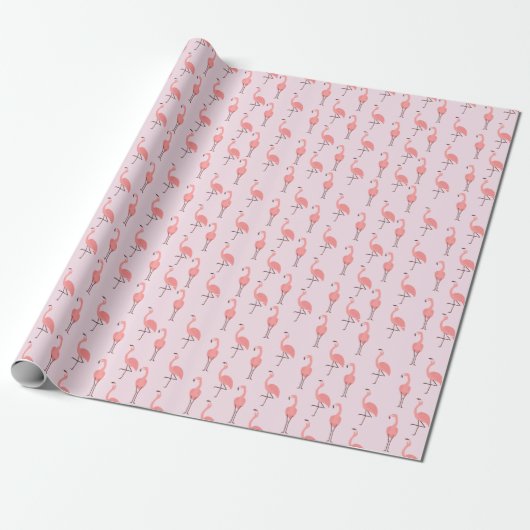 Random Pink Flamingo Bird Patroon Cadeaupapier (Uitgerold)