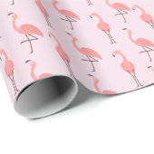 Random Pink Flamingo Bird Patroon Cadeaupapier (Rol Hoek)