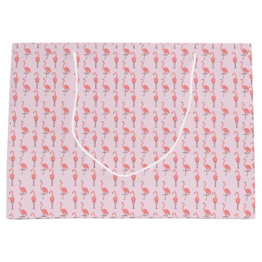 Random Pink Flamingo Bird Patroon Groot Cadeauzakje (Voorkant)