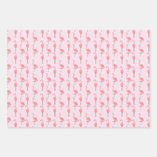 Random Pink Flamingo Bird Patroon Inpakpapier Vel (Voorkant 2)