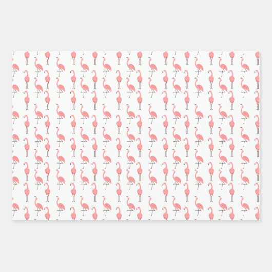 Random Pink Flamingo Bird Patroon Inpakpapier Vel (Voorkant)