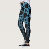 Random Polka Dots - Peacock Blue tot Black Gradien Leggings (Links)