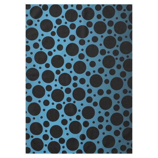 Random Polka Dots - Peacock Blue tot Black Gradien Tafelkleed (Voorkant)