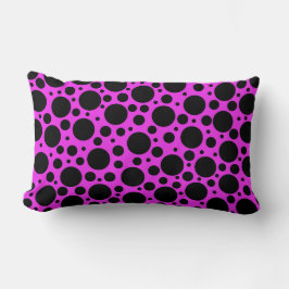 Random Polka Dots: zwart op Hot Pink Kussen