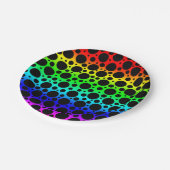 Random Polka Dots - Zwart op regenboog Papieren Bordje (Gekanteld)