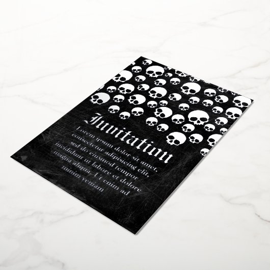 Random Skull Pattern Silver Foil Invitation Kaart (Gedraaid)