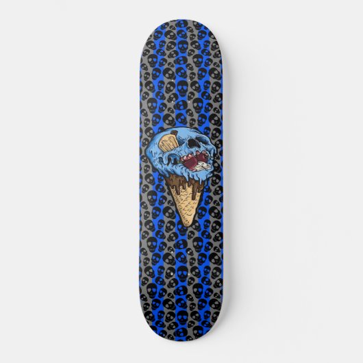 Random Skulls Blue Ice Cream Skull Gravestone Persoonlijk Skateboard (Voorkant)