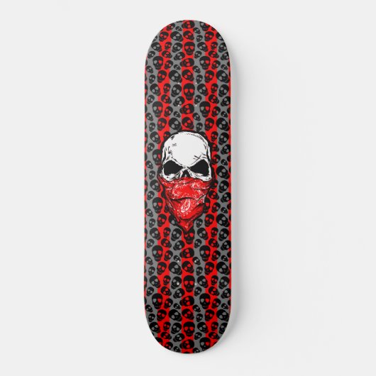 Random Skulls Pattern Red Bandana Persoonlijk Skateboard (Voorkant)