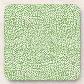 Random Spots - Avocado Green op White Bier Onderzetter (Voorkant)