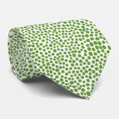 Random Spots - Avocado Green op White Stropdas (Opgerold)