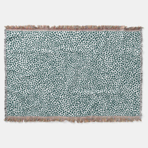 Random Spots - Donkere Moss Green op White Deken