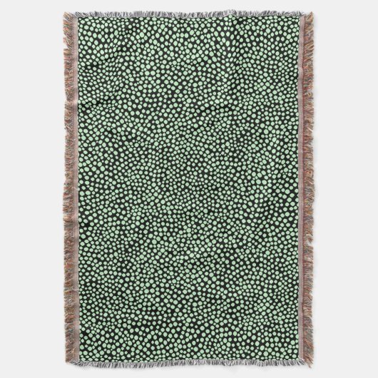 Random Spots - Ghost Green op Black Deken (Voorkant Verticaal)