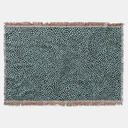 Random Spots - Licht Blauw Groen op Zwart Deken (Voorkant)