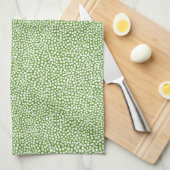 Random Spots - Wit op Avocado Green Theedoek (Quarter Fold)