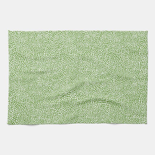 Random Spots - Wit op Avocado Green Theedoek (Horizontaal)