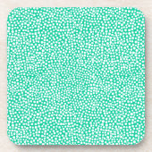 Random Spots - Wit op Deep Turquoise Onderzetter (Voorkant)