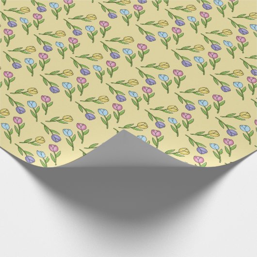Random Spring Flowers Tulps Easter Cadeaupapier (Hoek)