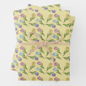 Random Spring Flowers Tulps Easter Inpakpapier Vel (In situ)