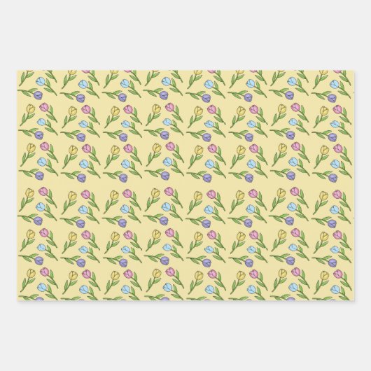 Random Spring Flowers Tulps Easter Inpakpapier Vel (Voorkant 3)