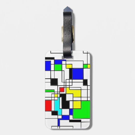 Random Squares Homage to Mondrian Bagagelabel (Achterkant verticaal)
