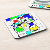Random Squares Homage to Mondrian Bier Onderzetter (Linkerzijde)