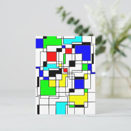 Random Squares Homage to Mondrian Briefkaart (Staand voorkant)