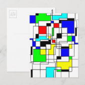 Random Squares Homage to Mondrian Briefkaart (Voorkant / Achterkant)