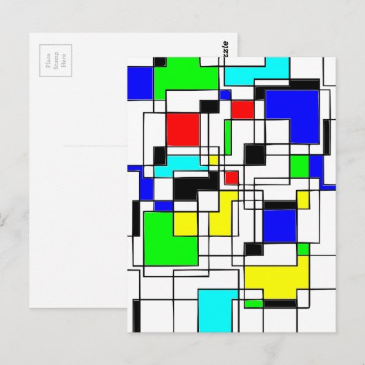 Random Squares Homage to Mondrian Briefkaart (Voorkant / Achterkant)