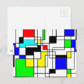 Random Squares Homage to Mondrian Briefkaart (Voorkant / Achterkant)