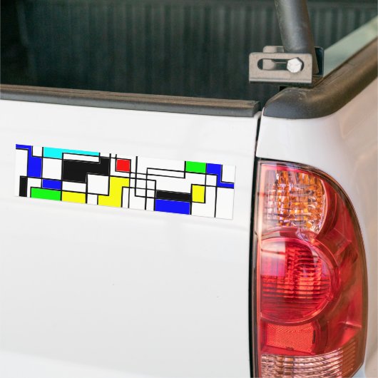 Random Squares Homage to Mondrian Bumpersticker (Op Truck)