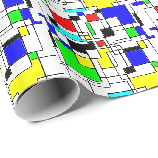 Random Squares Homage to Mondrian Cadeaupapier (Rol Hoek)