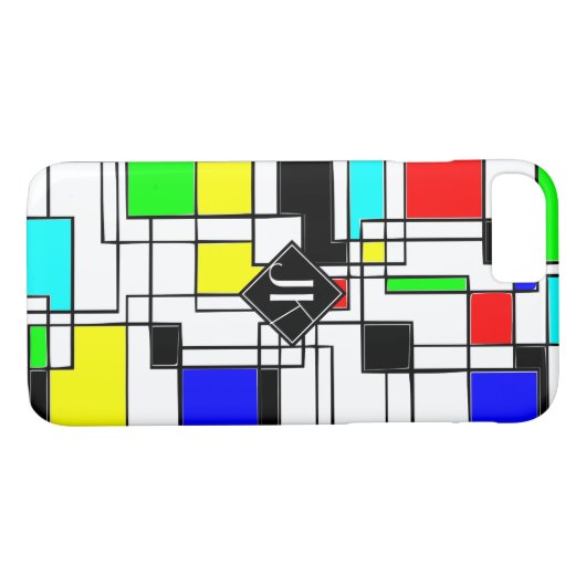 Random Squares Homage to Mondrian Case-Mate iPhone Case (Achterkant (Horizontaal))