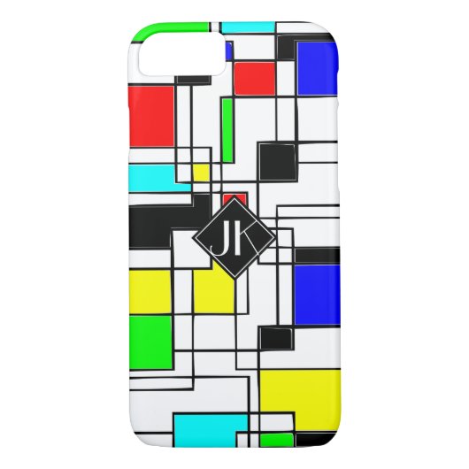 Random Squares Homage to Mondrian Case-Mate iPhone Case (Achterkant)