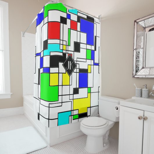 Random Squares Homage to Mondrian Douchegordijn (In situ)