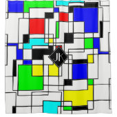 Random Squares Homage to Mondrian Douchegordijn (Voorkant)