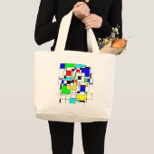 Random Squares Homage to Mondrian Grote Tote Bag (Voorkant (product))