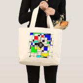 Random Squares Homage to Mondrian Grote Tote Bag (Voorkant (product))