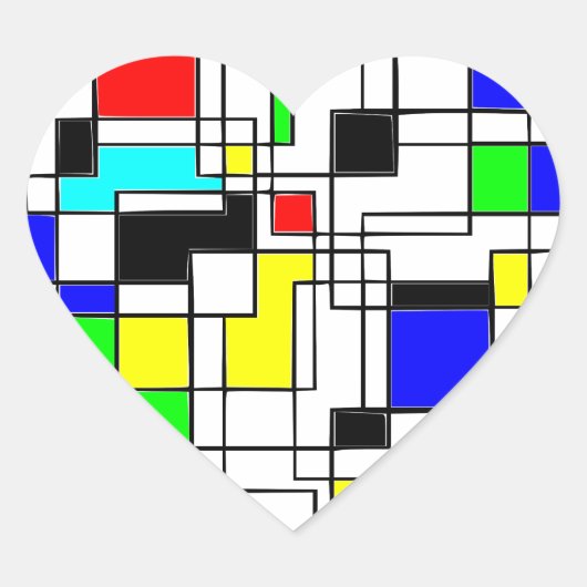 Random Squares Homage to Mondrian Hart Sticker (Voorkant)