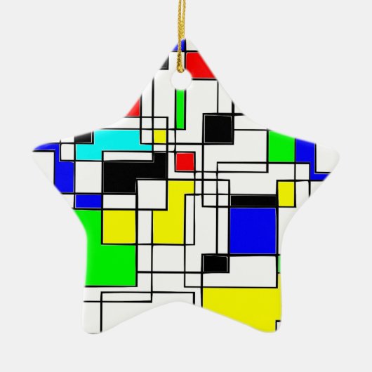 Random Squares Homage to Mondrian Keramisch Ornament (Voorkant)