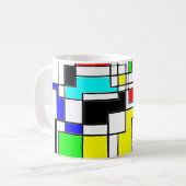 Random Squares Homage to Mondrian Koffiemok (Voorkant links)