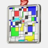 Random Squares Homage to Mondrian Metalen Ornament (Links)