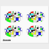 Random Squares Homage to Mondrian Ovale Sticker (Vel)