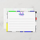 Random Squares Homage To Mondrian Personalized Notitiekaartje (Voorkant / Achterkant)