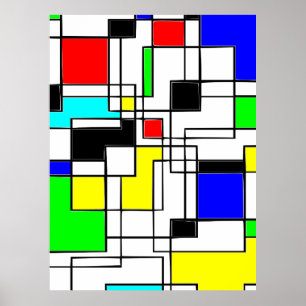 Random Squares Homage to Mondrian Poster